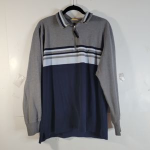 Mens Nautica 1/4 Zip Knit Long Sleeve Shirt/polo Blue/gray Size Med